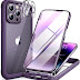 Miracase Glass Series Designed for iPhone 14 Pro Max Case 6.7 Inch, [2023 Upgrade] Full-Body Bumper Case with Built-in 9H Tempered Glass Screen Protector with Camera Lens Protector, Noble Purple