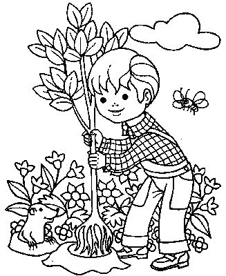 Kids Colorings Pages on Kids Coloring Pages  Little Boy Is Planting A Tree     Disney Coloring