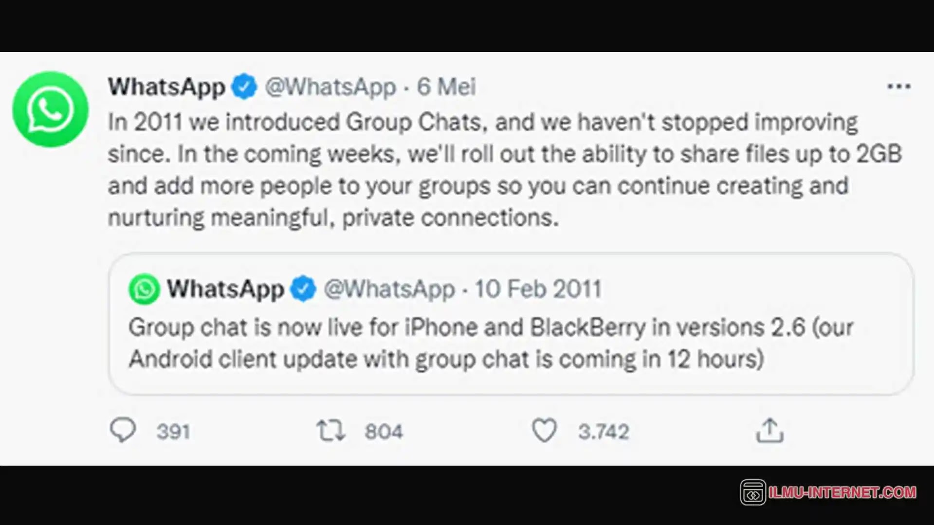 Tweet tentang fitur terbaru Whatsapp