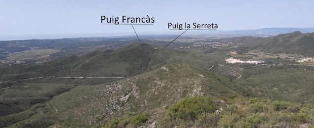 LA BISBAL DEL PENEDÈS - Mas Bartomeu - Puig de la Cova - Cova Gran - Puig la Serreta - Puig Francàs, Puig de la Cova i Puig la Serreta des del Puig de la Cova