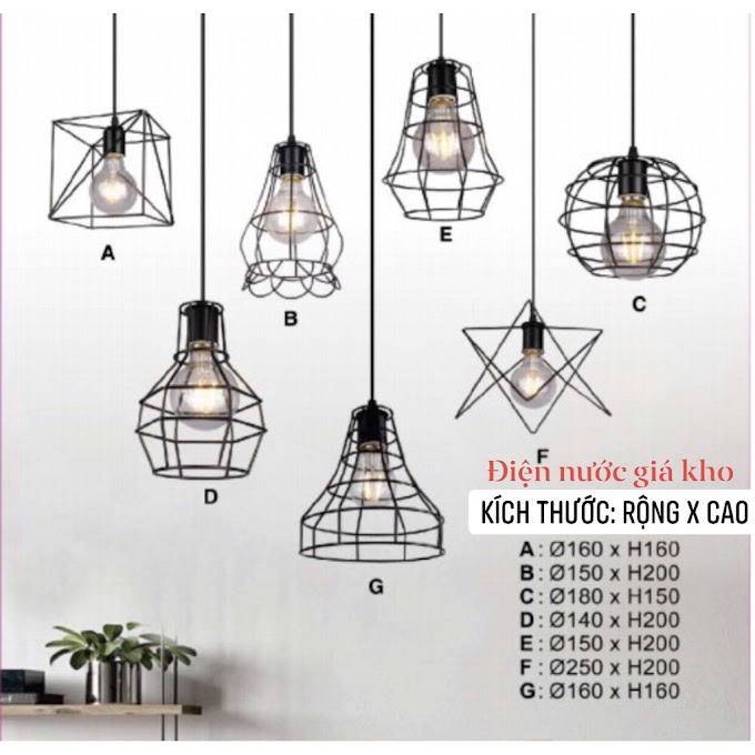 ĐÈN THẢ RỌ SẮT, Đèn thả DECOR rọ sắt trang trí nhiều kiểu dáng ( Giá chưa bao gồm bóng đèn)