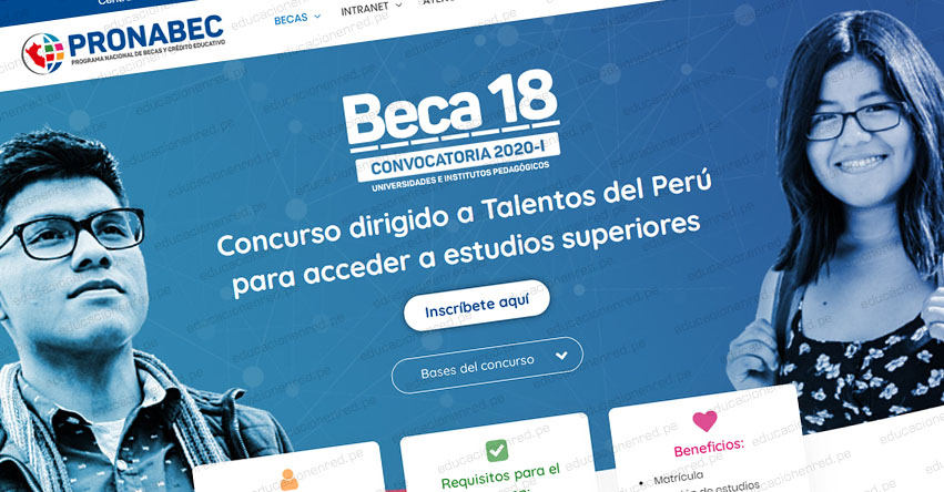 PRONABEC: Convocatoria 2020-I de BECA 18 [Inscripciones hasta el 11 Noviembre]