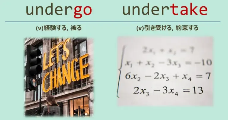 undergo, undertake, スペルが似ている英単語