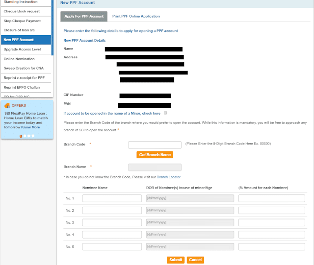 PPF Account in SBI