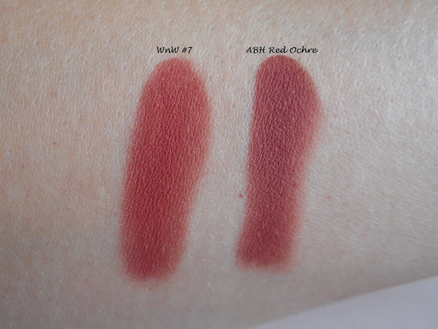 Wet n Wild Color Icon Rose in the Air #7 vs ABH Modern Renaissance Red Ochre