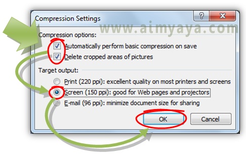  Gambar:  Pengaturan setting kompresi gambar di powerpoint