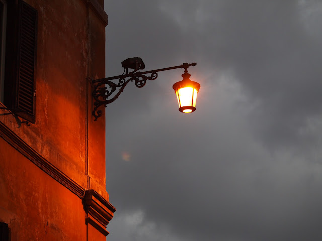 pantheon lamp post rome evening sky