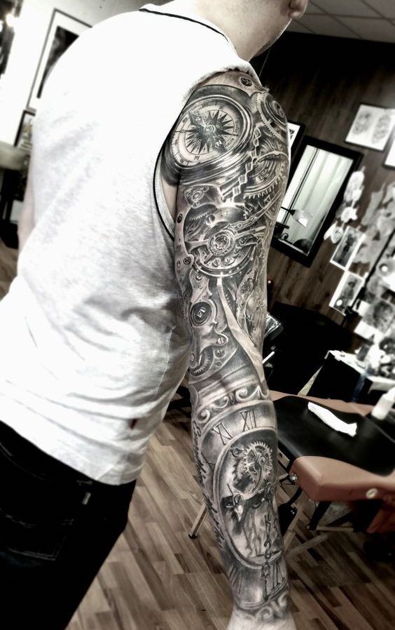 Impresive-Steampunk-Sleeve-Tattoo