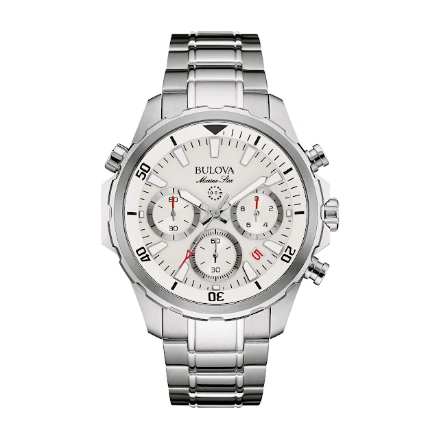 أفضل ساعة فاخرة للرجال  "BULOVA MEN’S 43MM MARINE STAR STAINLESS STEEL CHRONOGRAPH WATCH"