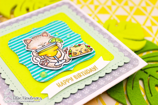 Birthday Tacos by Ellen Haxelmans | Newton Loves Tacos Stamp Set, Frames Squared Stamp Set, and Paper Pads by Newton's Nook Designs #newtonsnook