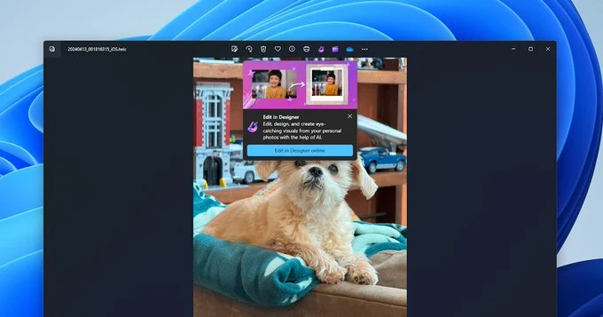 Sempre più AI per l'app Foto di Windows 11, adesso sincronizzata con Designer