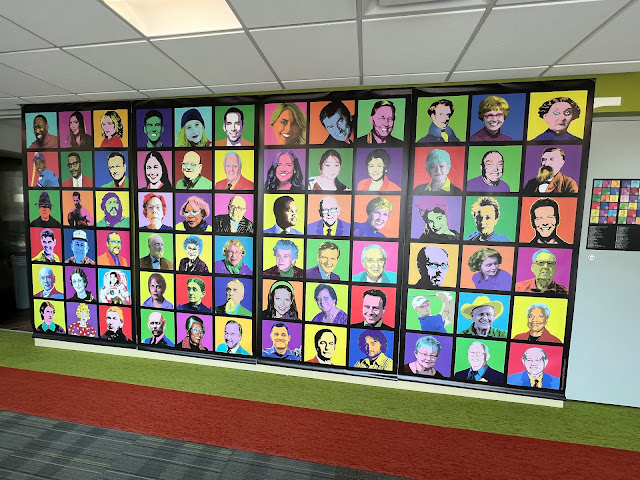 Hometown Heroes features heroes selected by 23 nearby communities. Each hero is portrayed in the pop art style of Andy Warhol.
