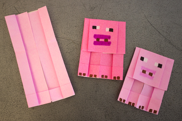 How to Fold Origami Minecraft Pigs- Super fun and easy kids art project
