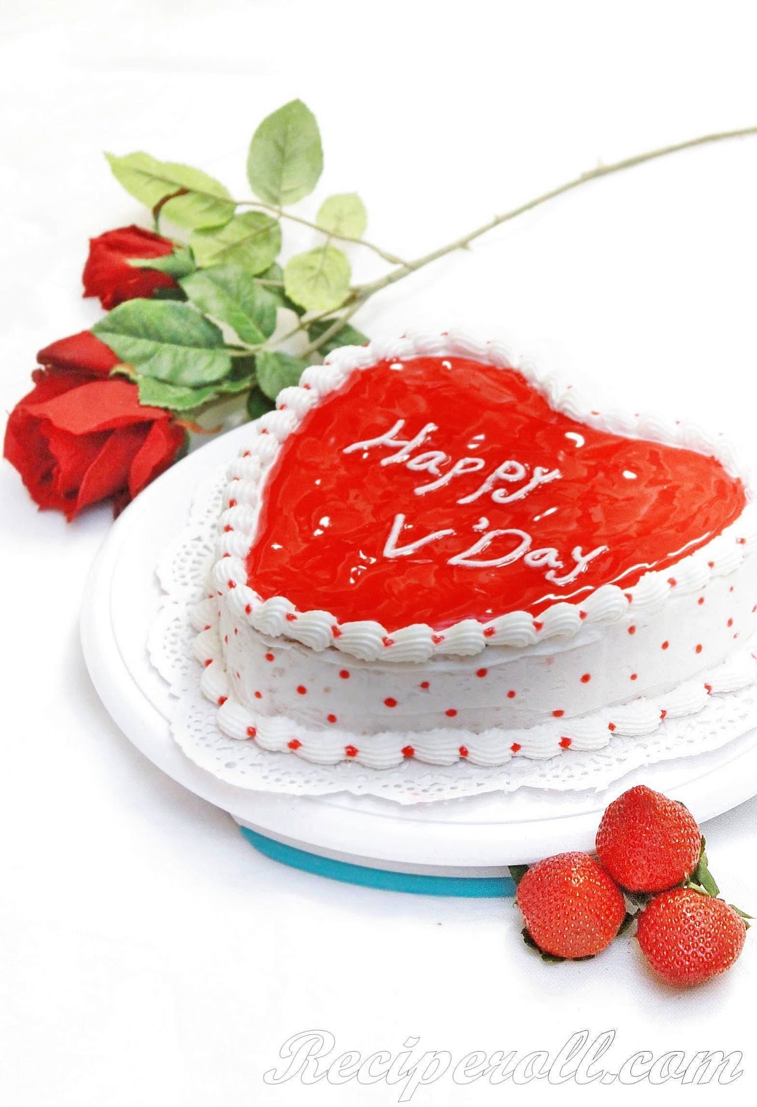 Valentines Day Heart Cake | Strawberry Glaze Cake | Sponge Cake With ...