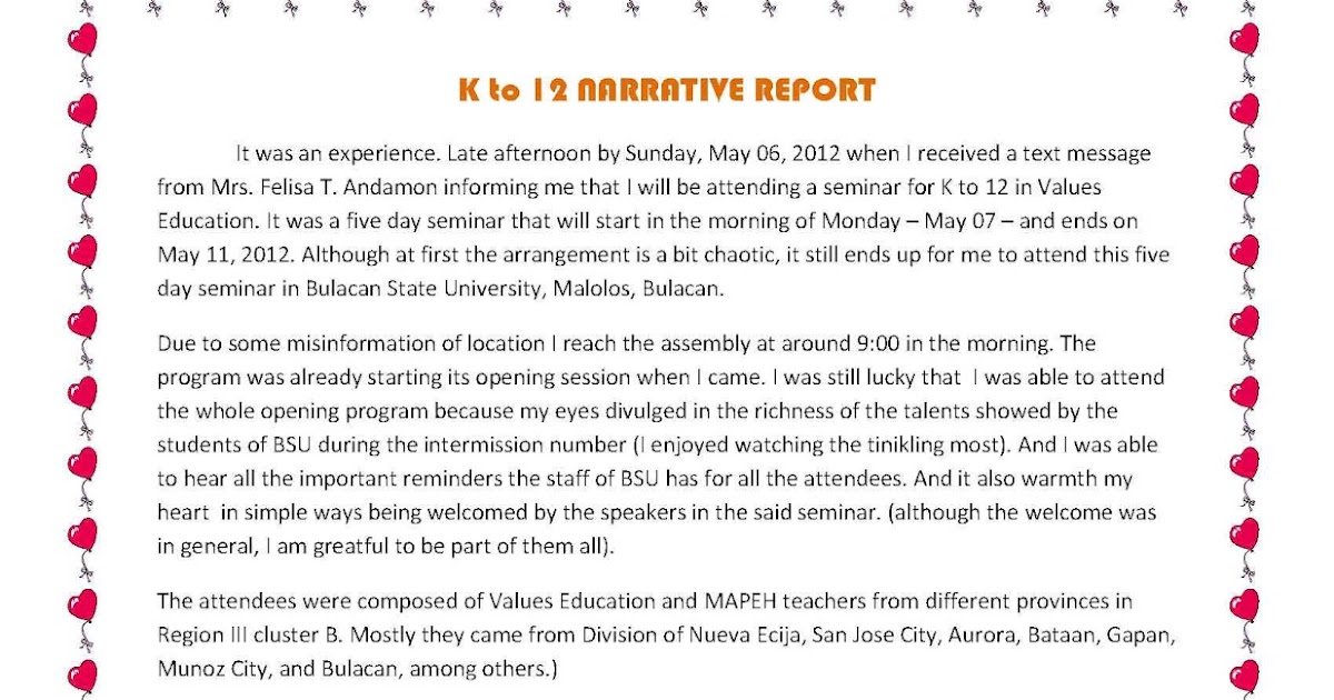 iRonicAlly tiTled: K to 12 - 5day seminar Narrative Report...