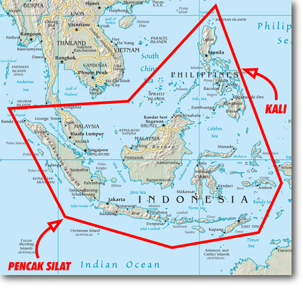 Origens do Kali e Pencak Silat - Filipinas, Indonésia,  Malásia