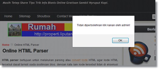 script disable klik kanan