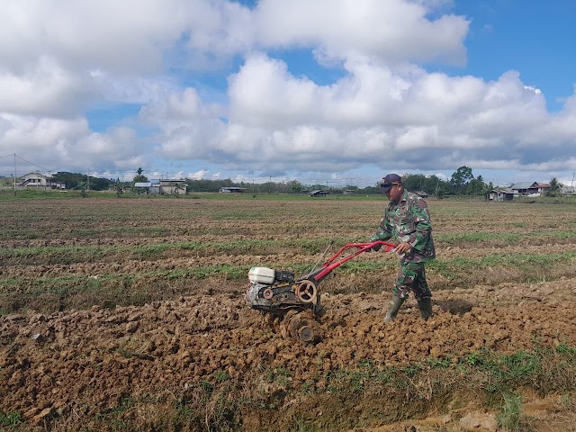 PROGRAM KETAHANAN PANGAN, BABINSA KORAMIL 1802-07/ AIMAS, LAKSANAKAN PEMBUATAN BEDENG JAGUNG SELUAS 1 Ha