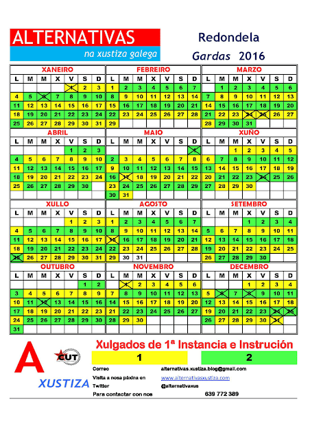 Redondela. Calendario gardas 2016