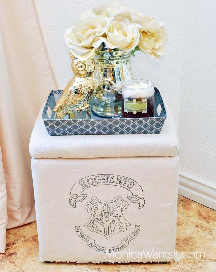 DIY No Sew Vintage Ottoman Tutorial