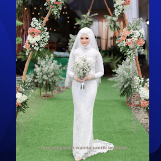 foto pengantin wanita cantik berhijab