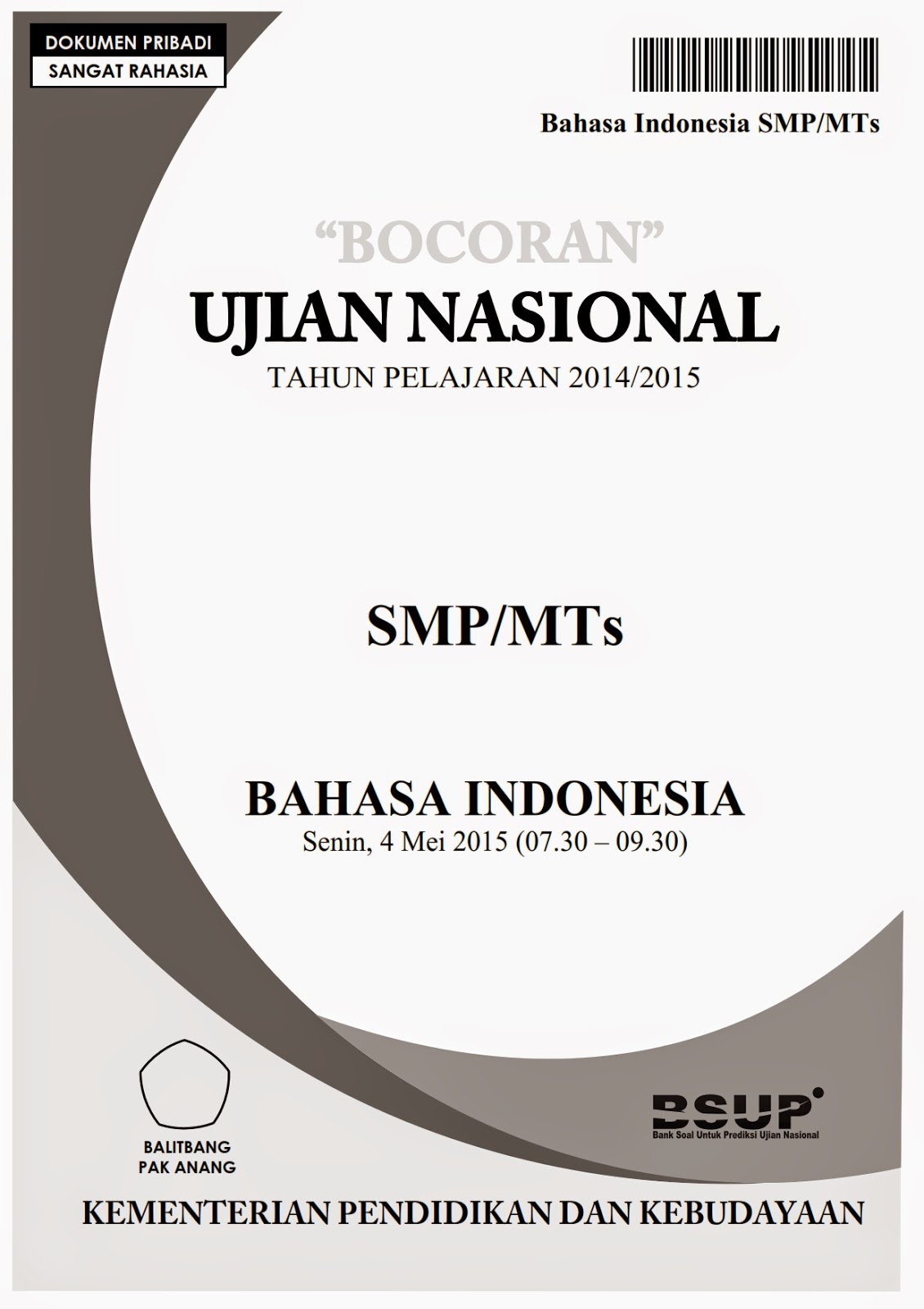 Bocoran Soal UN Bahasa Indonesia SMP 2015