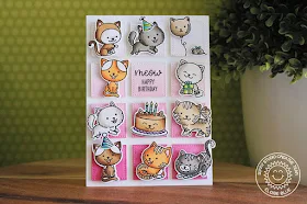 Sunny Studio Stamps: Purrfect Birthday Grid Design Happy Birthday Card by Eloise Blue