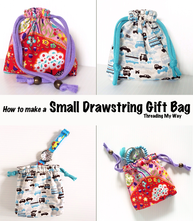 Reusable fabric gift bag tutorial ~ Threading My Way