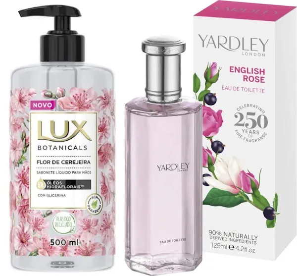 Sabonete Lux Flor de Cerejeira e EDT English Rose Yardley