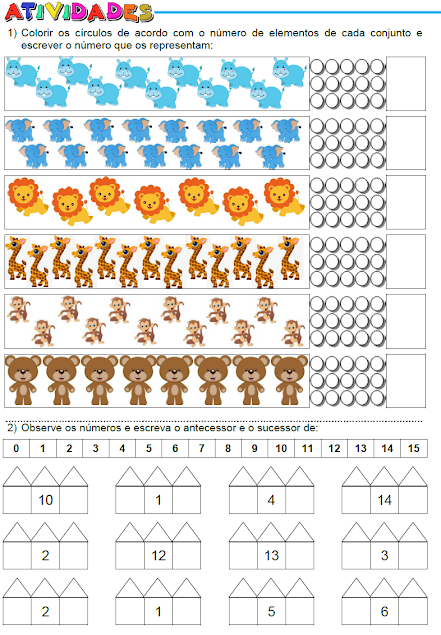 Atividades matemáticas de contagem e antecessor/ sucessor - ATIVIDADES PARA EDUCADORES
