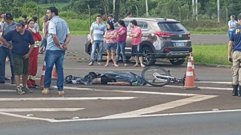 Tragédia : Ciclista morre atropelado no trevo de acesso à Marquinho