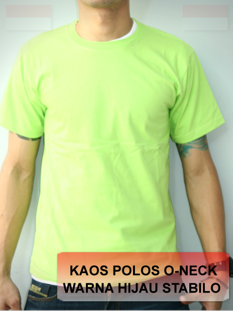 Kaos O Neck Warna Hijau Stabilo - Grosir Kaos Polos,Lagran 