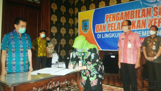 Pelantikan 44 Kepala SD Dilakukan Dengan Video Conference