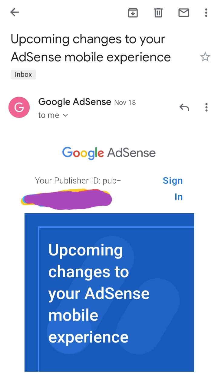 Gambar Judul Pemberitahuan Google Mengenai Google Adsense