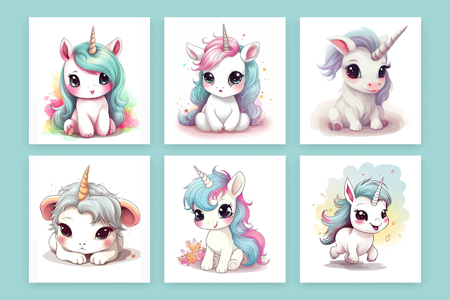 Cute colorful unicorn flying design free download