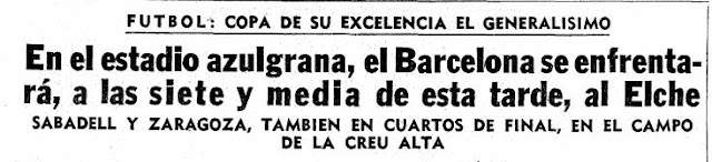 Memoria histórica. El F.C. Barcelona deberá suprimir todos los trofeos de Copa del Generalísimo que ostentan en su vitrina. La Vanguardia, 8 de mayo de 1966