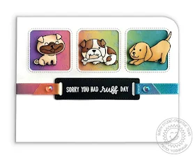 Sunny Studio Stamps: Devote Doggies "Heard You Had A Ruff Day" Rainbow Puppy Dog Card by Mendi Yoshikawa