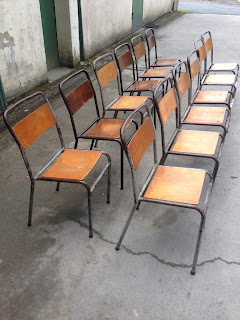 Vintage Stacking Chairs - Metal and Ply 1960s originals