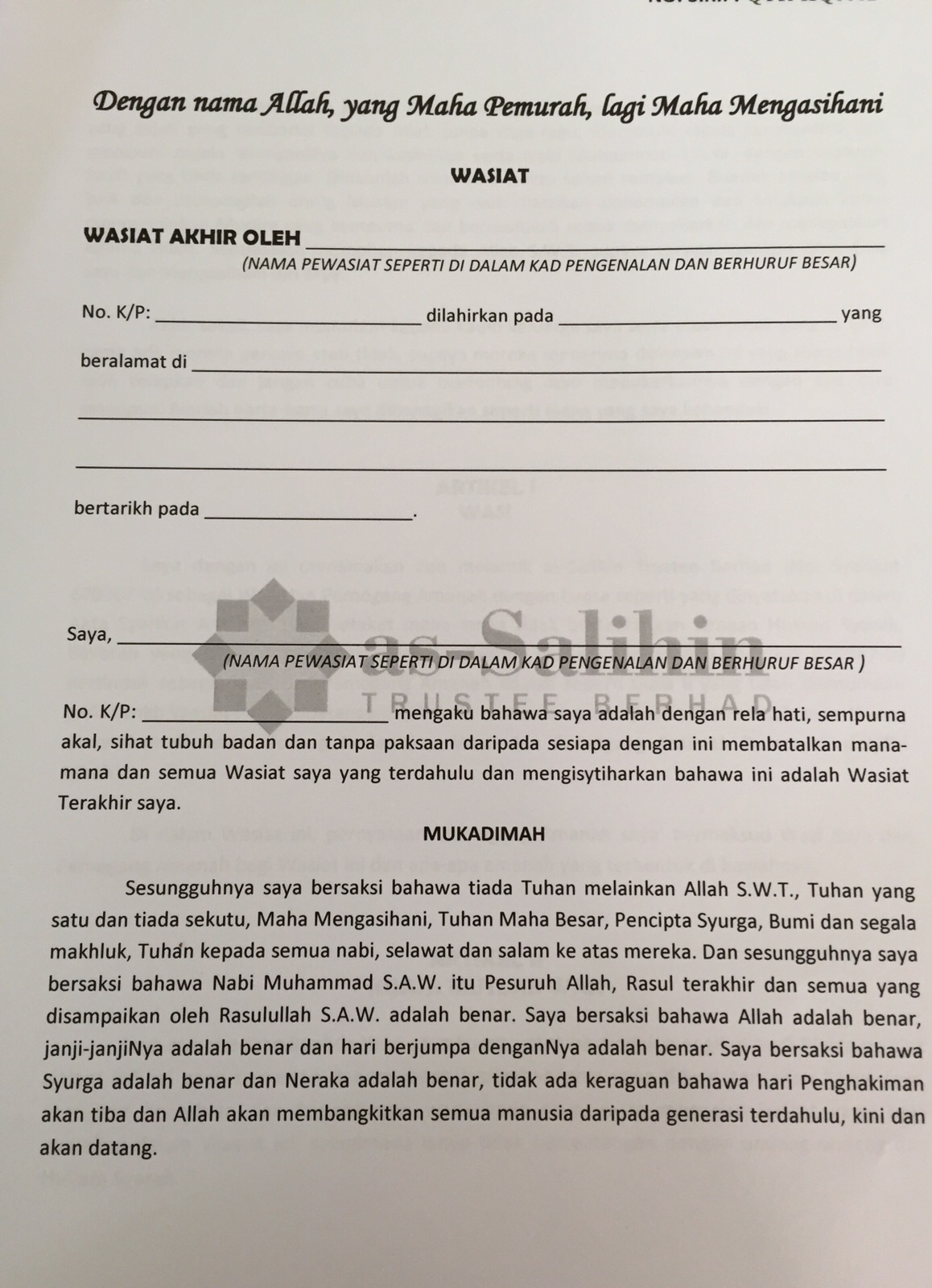 Contoh Surat Wasiat Di Malaysia - SuratMenyurat.net