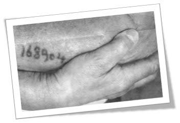 Photo of an arm with a Nazi concentration camp number