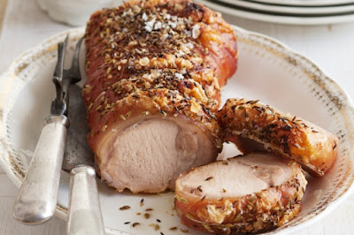 Roast pork loin with cranberry, onion and balsamic relish Recipe