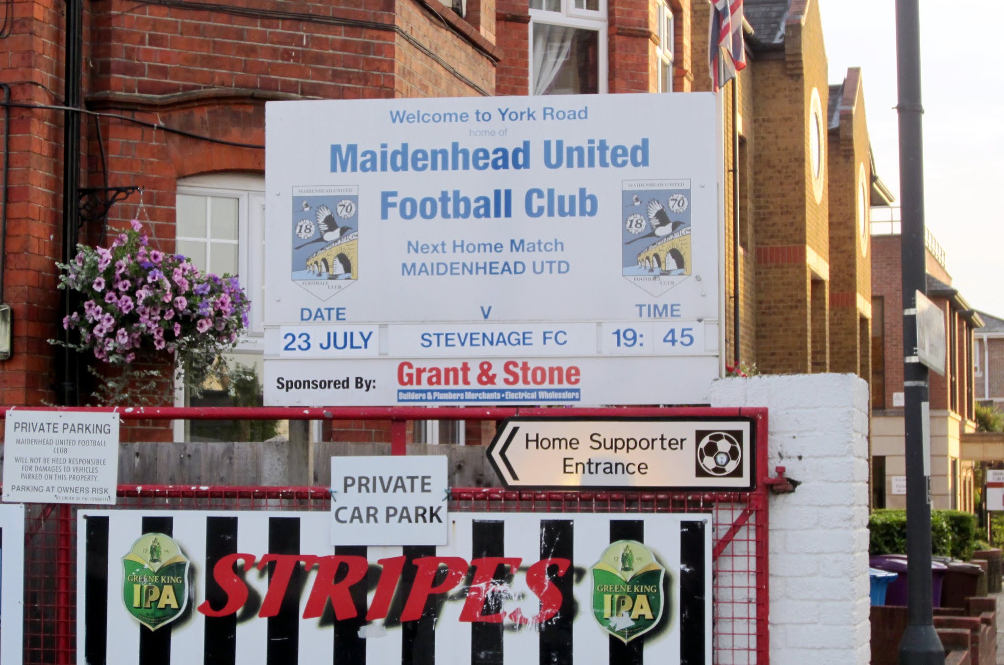 Sign outside the York Road football stadium