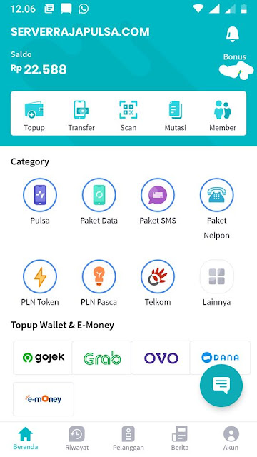 Aplikasi Android Raja Mobile Topup