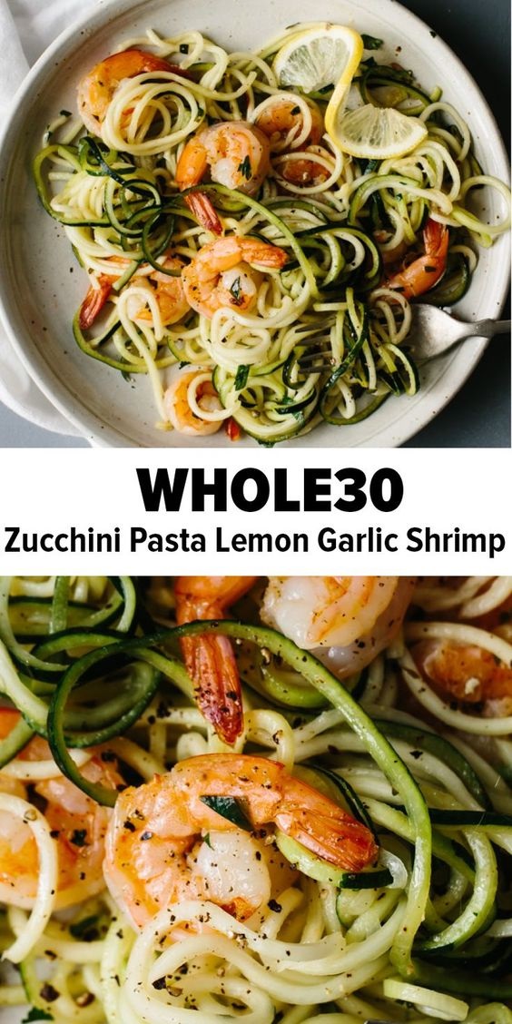 Zucchini Pasta With Lemon Garlic Shrimp