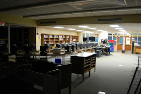 library partly in the dark