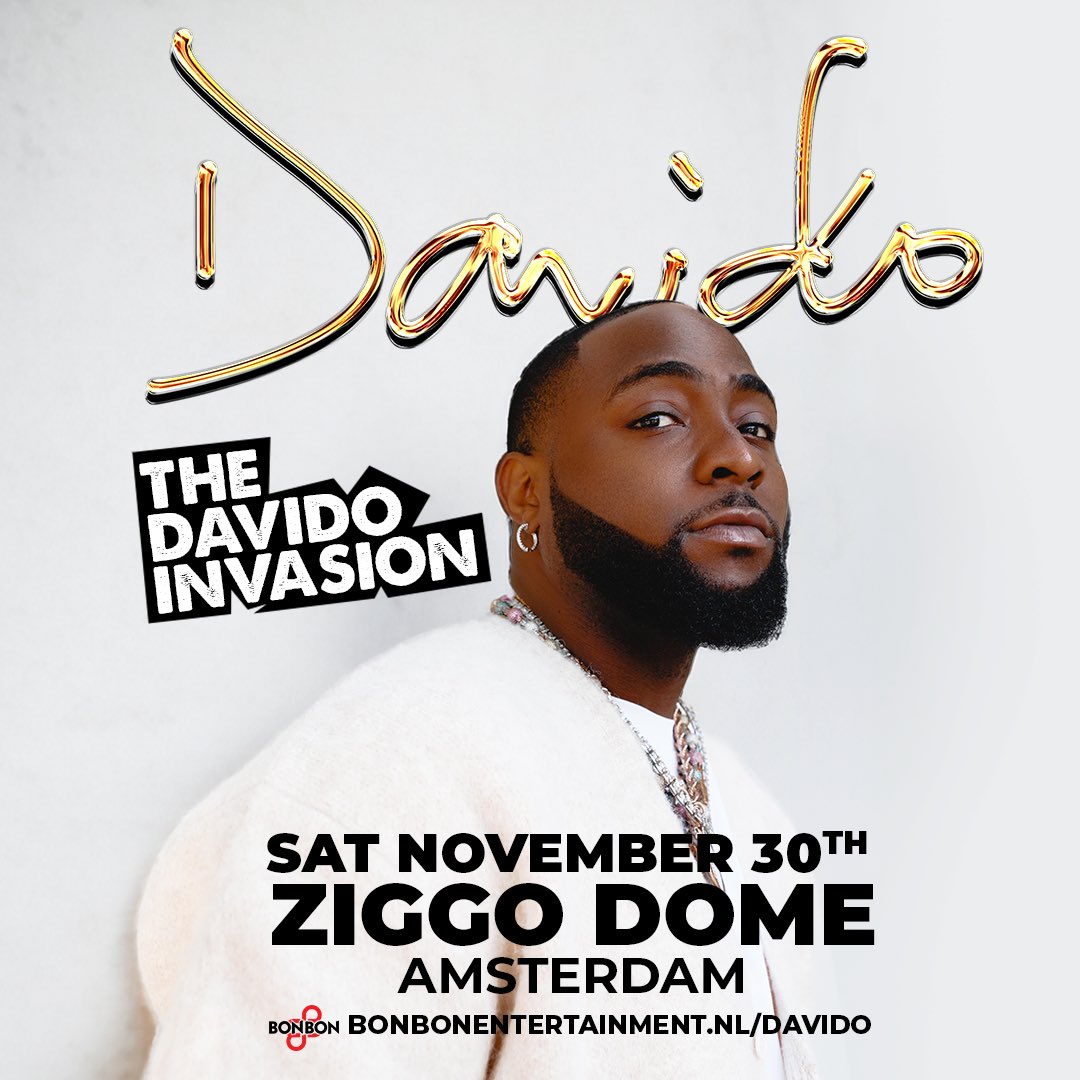 Davido announces 'The Davido Invasion' at Ziggo Dome, November 30th