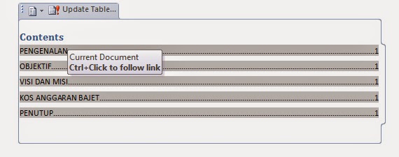 Cara Cara Untuk Membuat Table Of Contents