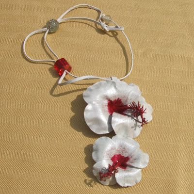 flower necklace, leather necklace
