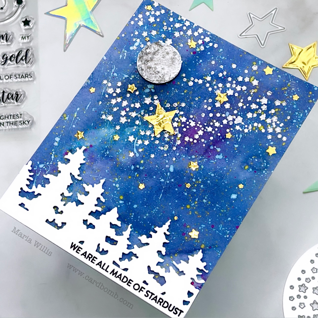 video tutorial,cards,ink,cardmaking,stamping,Tonic Studios USA,Cardbomb,maria willis,paper,Tonic Studios,Shoot for the Stars,stamps,Shoot for the Moon,Tonic Studios Stamp Club,