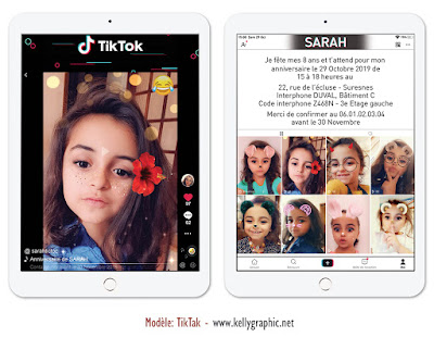 KellyGraphic Faire-part Cartes d'anniversaire TikTok Instagram